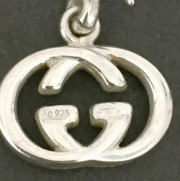 GUCCI SILVER 925 INTERLOCKING G LOGO PIERCED EARRINGS/1A7175 - Picture 13 of 14